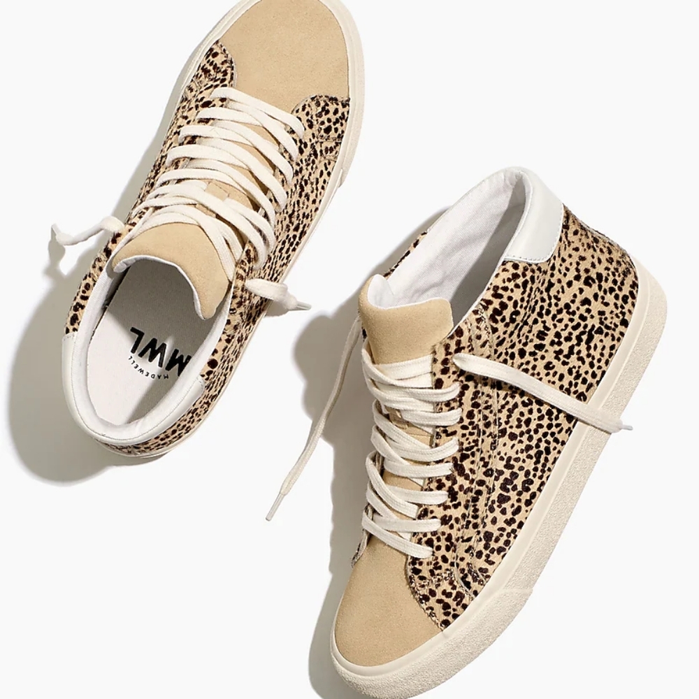 Madewell Sidewalk High-Top Sneakers in Spotted Calf Hair